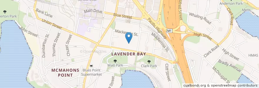Mapa de ubicacion de Christ Church Lavender Bay en Australië, Nieuw-Zuid-Wales, North Sydney Council, Sydney.