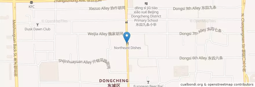 Mapa de ubicacion de 金手勺東北菜 en China, Beijing, Hebei, 东城区.