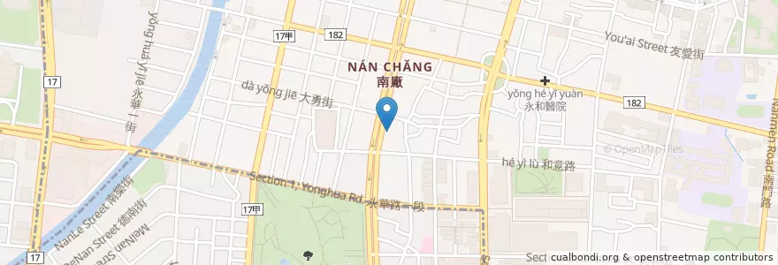 Mapa de ubicacion de 矮仔成蝦仁飯 en تایوان, 臺南市, 中西區.