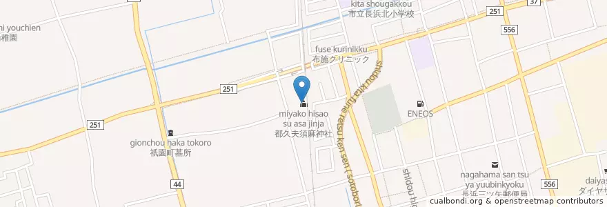 Mapa de ubicacion de 都久夫須麻神社 en Japan, Präfektur Shiga, 長浜市.