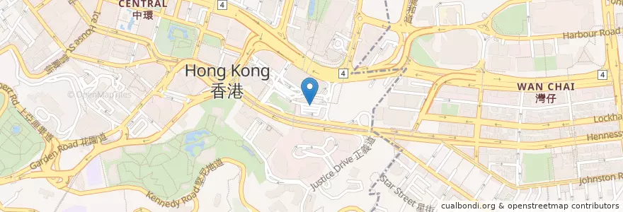 Mapa de ubicacion de Bank of China 中國銀行 en الصين, غوانغدونغ, هونغ كونغ, جزيرة هونغ كونغ, الأقاليم الجديدة, 中西區 Central And Western District.