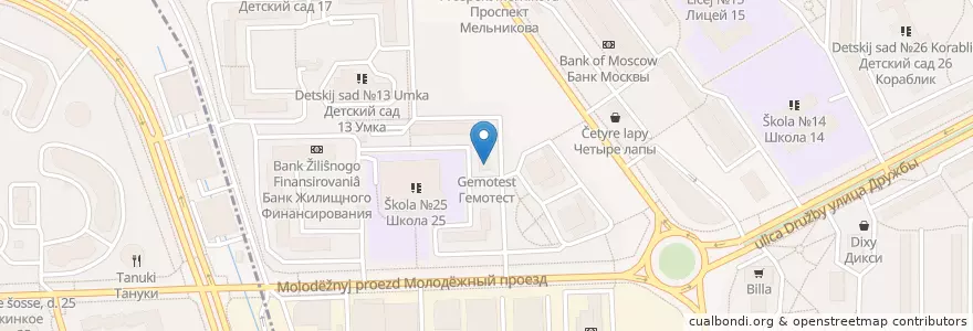 Mapa de ubicacion de Гемотест en 俄罗斯/俄羅斯, Центральный Федеральный Округ, 莫斯科州, Городской Округ Химки.