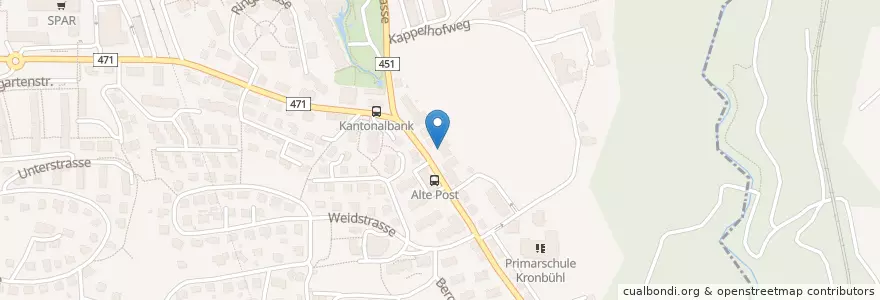 Mapa de ubicacion de acrevis-Bank en Svizzera, San Gallo, Wahlkreis St. Gallen, Wittenbach.