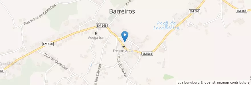 Mapa de ubicacion de Barreiros en Португалия, Северный, Braga, Каваду, Amares, Barreiros.