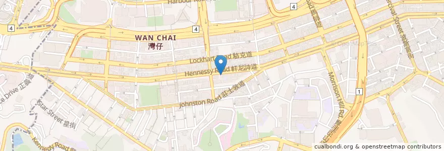 Mapa de ubicacion de 甘牌燒鵝 Kam's Roast Goose en چین, گوانگ‌دونگ, هنگ‌کنگ, جزیره هنگ کنگ, 新界 New Territories, 灣仔區 Wan Chai District.