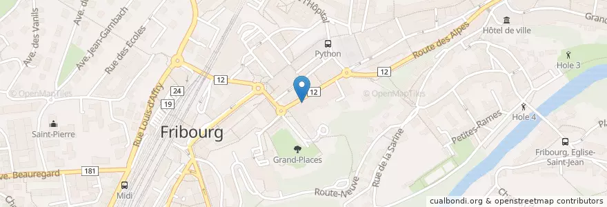 Mapa de ubicacion de Vapiano en Svizzera, Friburgo, Distretto Della Sarine, Fribourg - Freiburg.