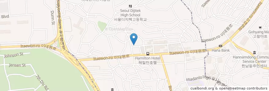 Mapa de ubicacion de Ikovox en Güney Kore, Seul, 용산구, 이태원1동.