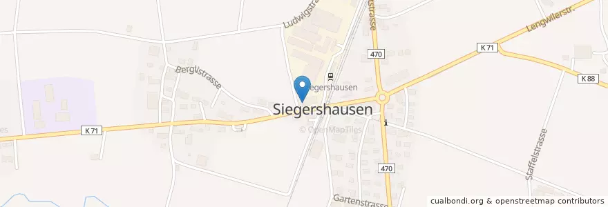 Mapa de ubicacion de Postagentur Siegershausen en سويسرا, Thurgau, Bezirk Kreuzlingen, Kemmental.