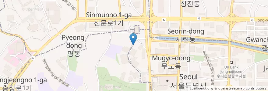 Mapa de ubicacion de 전주전남식당 en Güney Kore, Seul, 소공동.
