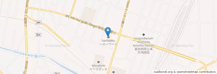 Mapa de ubicacion de ハローワーク en Japon, Préfecture D'Ibaraki, 土浦市.