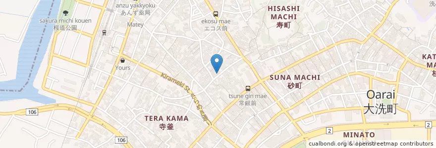 Mapa de ubicacion de やきとり　ぽんぽん船 en Japon, Préfecture D'Ibaraki, 東茨城郡, 大洗町.