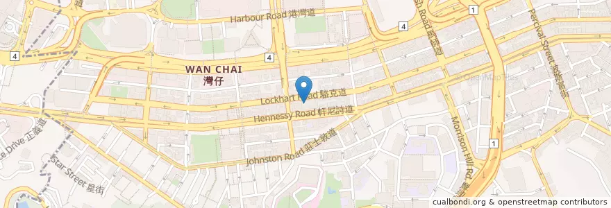 Mapa de ubicacion de 駱克道公共圖書館 Lockhart Road Public Library en China, Provincia De Cantón, Hong Kong, Isla De Hong Kong, Nuevos Territorios, 灣仔區 Wan Chai District.