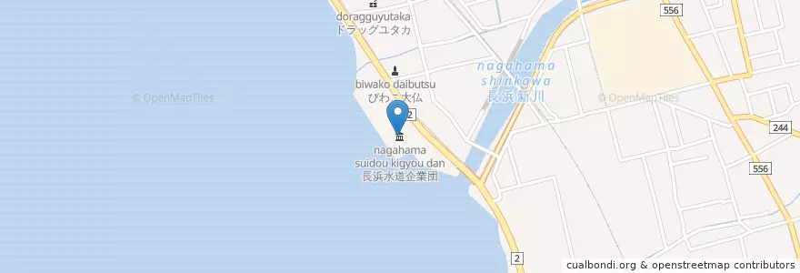 Mapa de ubicacion de 長浜水道企業団 en 日本, 滋賀県, 長浜市.