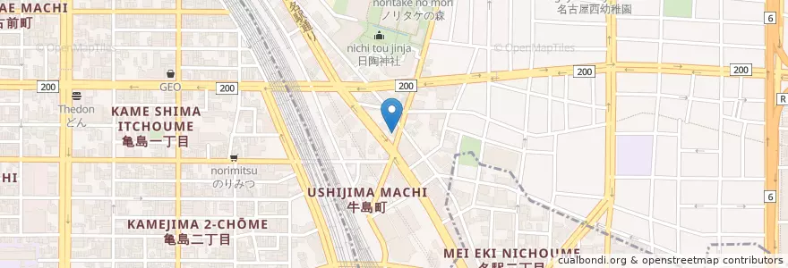 Mapa de ubicacion de 大崎屋 en 日本, 愛知県, 名古屋市, 中村区.