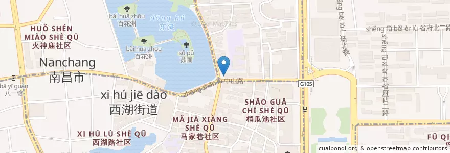 Mapa de ubicacion de 拾壹速 (11 Speed) 自行车主题港式茶餐厅 en China, Jiangxi, Nanchang, 东湖区, 公园街道.