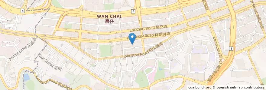 Mapa de ubicacion de 大頭蝦東南亞餐廳 King Prawn Asian Restaurant en Chine, Guangdong, Hong Kong, Île De Hong Kong, Nouveaux Territoires, 灣仔區 Wan Chai District.