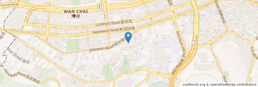Mapa de ubicacion de 瑞士咖啡室 en Китай, Гуандун, Гонконг, Гонконг, Новые Территории, 灣仔區 Wan Chai District.