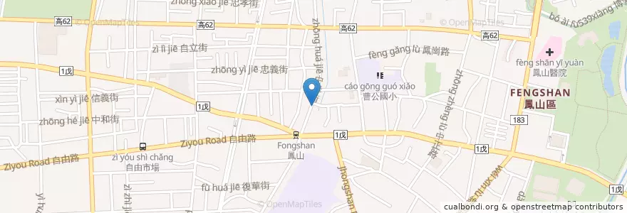 Mapa de ubicacion de 貞香麵店 en 타이완, 가오슝시, 펑산구.