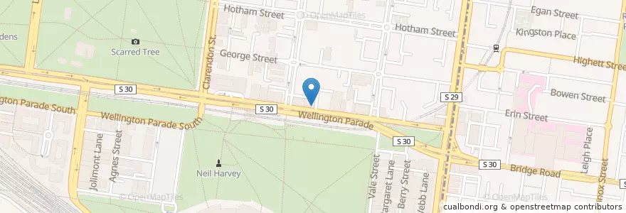 Mapa de ubicacion de East Melbourne Post Shop en Australie, Victoria, City Of Yarra, City Of Melbourne.
