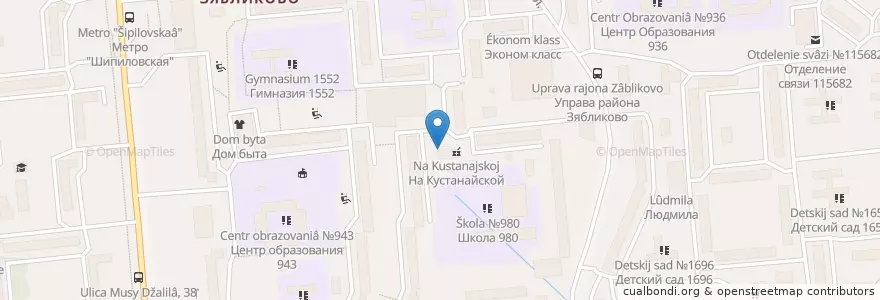 Mapa de ubicacion de Resto7 en ロシア, 中央連邦管区, モスクワ, Южный Административный Округ, Район Зябликово.