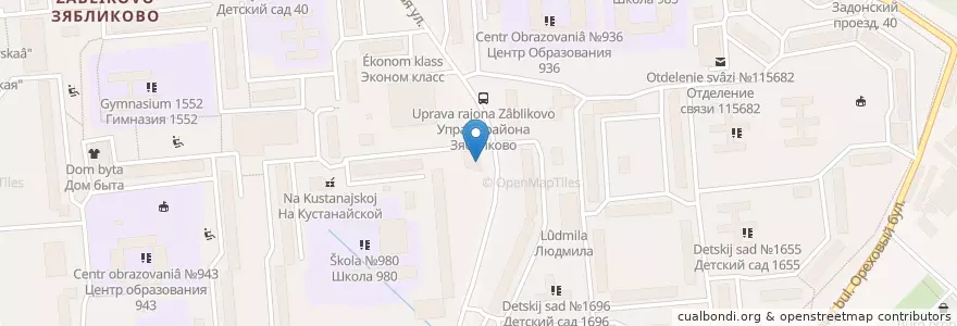Mapa de ubicacion de Горздрав en روسيا, Центральный Федеральный Округ, Москва, Южный Административный Округ, Район Зябликово.