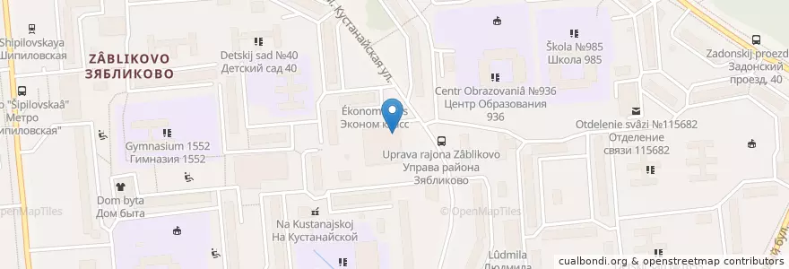 Mapa de ubicacion de Ригла en Russie, District Fédéral Central, Moscou, Южный Административный Округ, Район Зябликово.