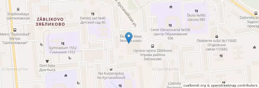 Mapa de ubicacion de Сбербанк en Rusland, Centraal Federaal District, Moskou, Южный Административный Округ, Район Зябликово.