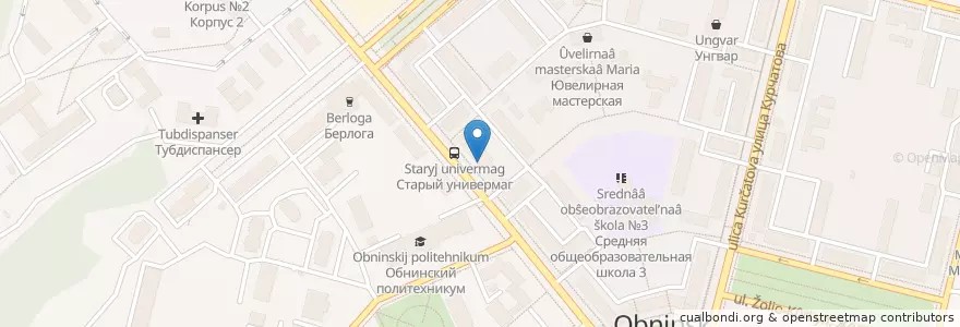 Mapa de ubicacion de Аптека en ロシア, 中央連邦管区, カルーガ州, Городской Округ Обнинск.