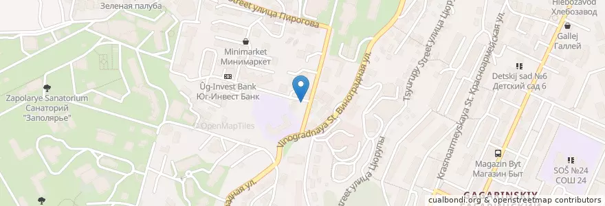 Mapa de ubicacion de Cувлачная "Родос" en ロシア, 南部連邦管区, クラスノダール地方, Городской Округ Сочи.