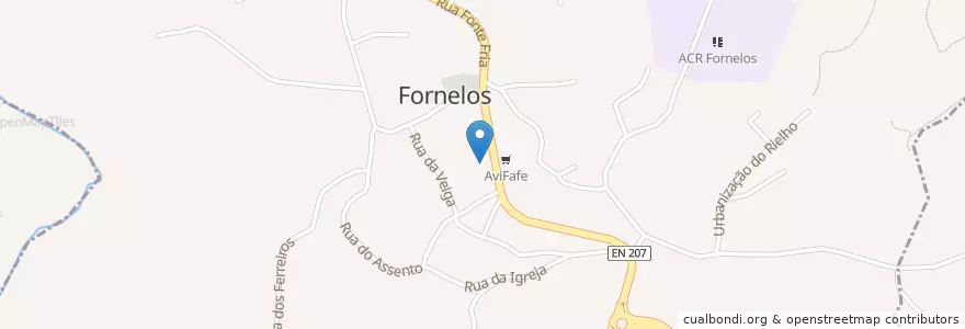 Mapa de ubicacion de Fornelos en Portugal, North, Braga, Ave, Fafe, Fornelos.