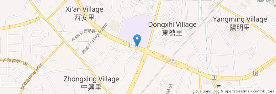 Mapa de ubicacion de 豐原高商 en Taiwan, Taichung, Fengyuan.
