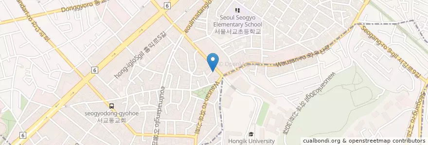 Mapa de ubicacion de 롯데리아 홍대점 en Corée Du Sud, Séoul, 마포구, 서교동.