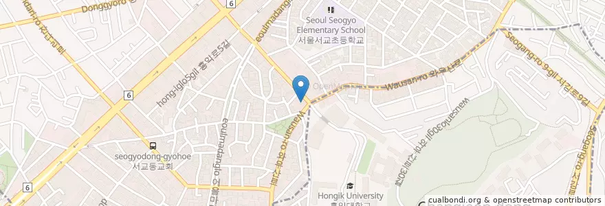 Mapa de ubicacion de 태평양약국 en Coreia Do Sul, Seul, 마포구, 서교동.