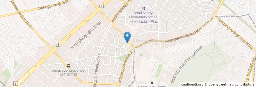 Mapa de ubicacion de 티스빈 en Corea Del Sud, Seul, 마포구, 서교동.