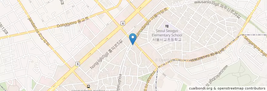 Mapa de ubicacion de 피자헛 홍대본점 en 대한민국, 서울, 마포구, 서교동.