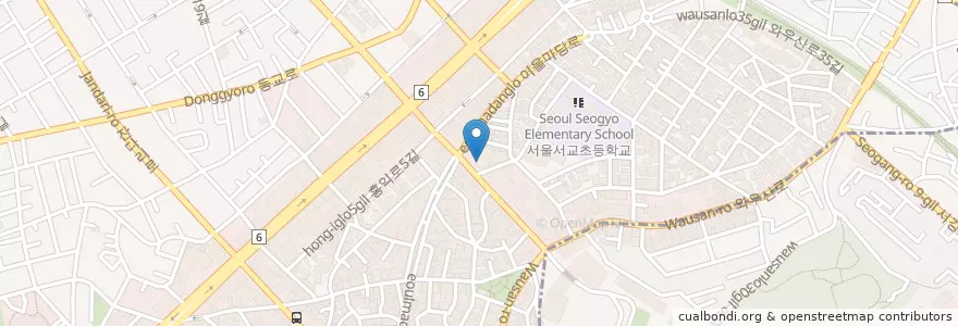 Mapa de ubicacion de KB국민은행 서교동지점 en Südkorea, Seoul, 마포구, 서교동.