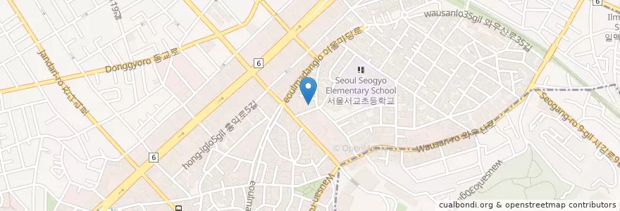 Mapa de ubicacion de 빅다방 홍대점 en Corée Du Sud, Séoul, 마포구, 서교동.