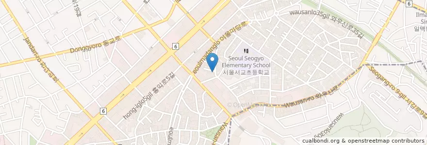 Mapa de ubicacion de 육쌈냉면 홍대2호점 en South Korea, Seoul, Mapo-Gu, Seogyo-Dong.