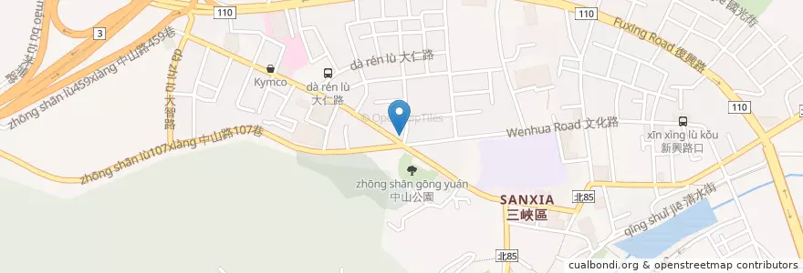 Mapa de ubicacion de 台北永和豆獎 en 타이완, 신베이 시, 싼샤 구.