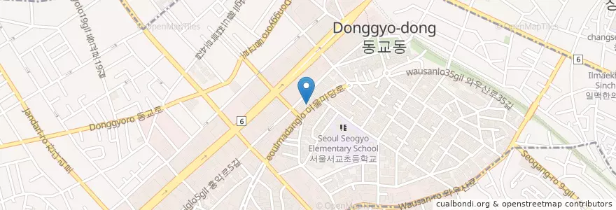 Mapa de ubicacion de 미쓰족발 en Corée Du Sud, Séoul, 마포구, 서교동.