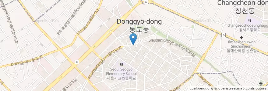 Mapa de ubicacion de 새마을식당 홍대서교점 en Südkorea, Seoul, 마포구, 서교동.