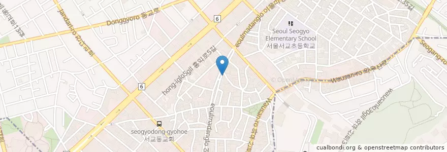 Mapa de ubicacion de 커피빈 홍대주차장길점 en كوريا الجنوبية, سول, 마포구, 서교동.