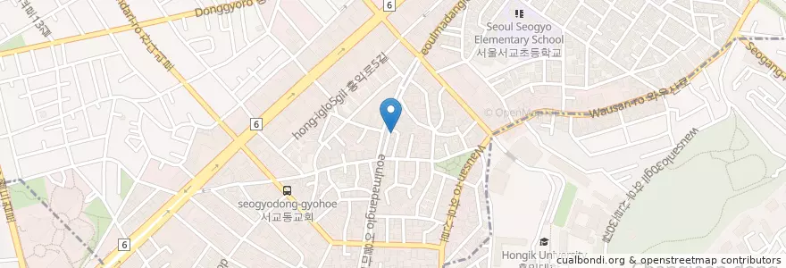 Mapa de ubicacion de 오설록티하우스 홍대점 en Corea Del Sur, Seúl, 마포구, 서교동.