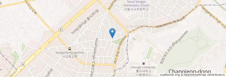 Mapa de ubicacion de 로스꼬꼬 홍대점 en South Korea, Seoul, Mapo-Gu, Seogyo-Dong.