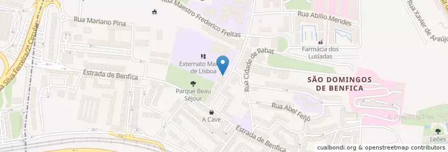 Mapa de ubicacion de Vermelhudo Martial Arts en Portugal, Área Metropolitana De Lisboa, Lisboa, Grande Lisboa, Lisboa, São Domingos De Benfica.