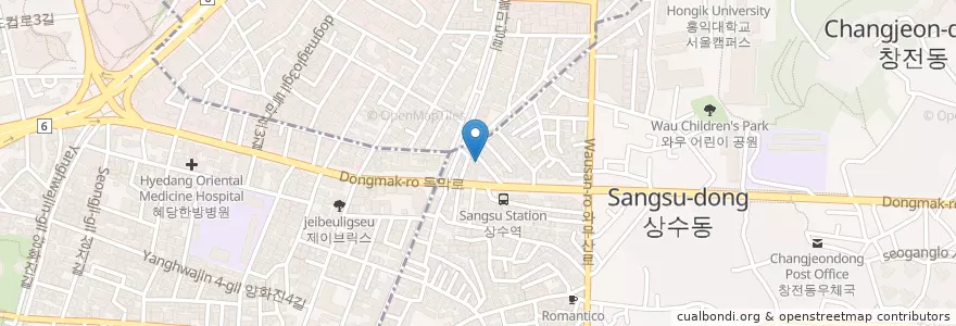 Mapa de ubicacion de 홍대개미 en Zuid-Korea, Seoel, 마포구.