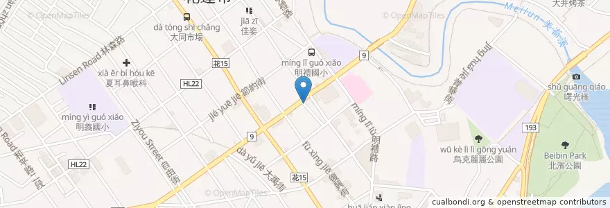 Mapa de ubicacion de 85°c en 타이완, 타이완성, 화롄현, 화롄 시.