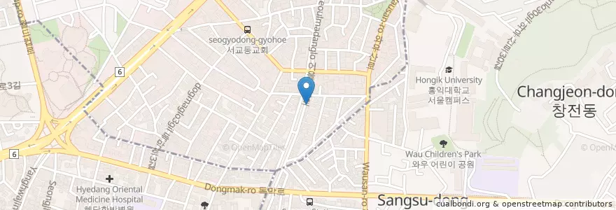 Mapa de ubicacion de 쇼부 홍대점 en Zuid-Korea, Seoel, 마포구, 서교동.