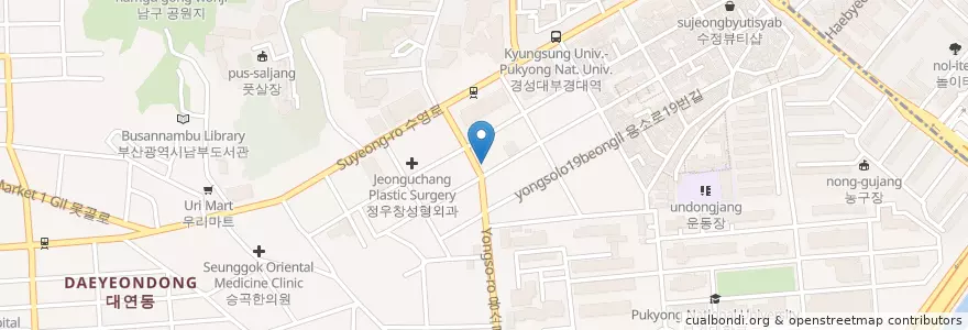 Mapa de ubicacion de selfbar en 대한민국, 부산, 남구, 대연동.