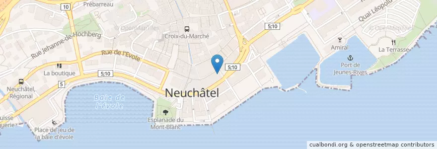 Mapa de ubicacion de Fleur-de-Lys en 스위스, Neuchâtel, Lac De Neuchâtel (Ne), Neuchâtel.